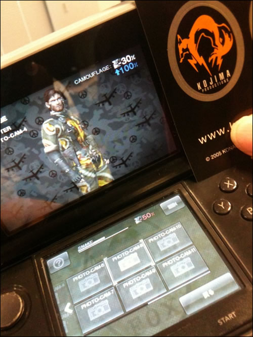 Camouflage de Snake dans Metal Gear Solid Snake Eater 3D