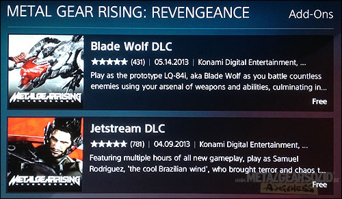 Les DLC de Metal Gear Rising disponible gratuitement