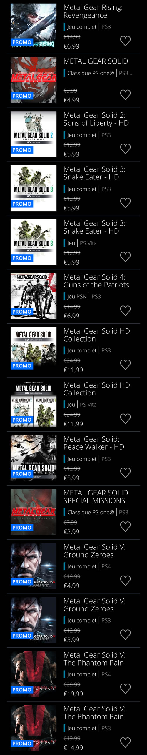 Des Metal Gear Solid à petits prix sur le PlayStation Store